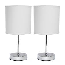 Simple Designs Chrome Mini Basic Table Lamp With Fabric Shade 2 Pack Set Walmart Com In 2020 Mini Table Lamps Lamp Sets Fabric Shades