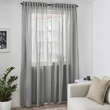 Hilja Zaslona 2 Szt Szary 145x300 Cm Kup Tutaj Ikea Curtains For Grey Walls Curtains Gray Sheer Curtains