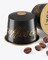 Download Two Coffee Capsules With Coffee Beans Mockup In Packaging Mockups On Yellow Images Object Mockups PSD Mockup Templates