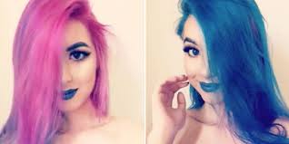 I've had purple hair with pink and blue highlights, bright blue mixed with red and fuchsia shades see, i've been thinking about dying my hair for over a year now and, despite encouragement, i've 1. Watch This Girl S Hair Color Change In Two Seconds Hair Dyed Two Colors