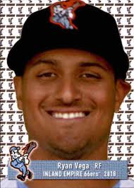 2018 Inland Empire 66ers Grandstand #31 Ryan Vega Manati Puerto Rico PR Card