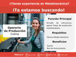 Operario/a de producción artes gráficas triangle solutions rrhh. Adecco Chile Pa Twitter Atencion Buscamos Operario De Produccion Metalmecanica Para Colina Postula Enviando Tu C V A Vanessa Castro Adecco Com Trabajo Operario Produccion Colina Https T Co Jmcnh0zgiy