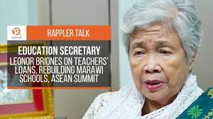 'la idea de que los seres vivos (y el universo en su conjunto) hubieran sido creados por fuerzas ― carlos briones, orígenes: Rappler Talk Leonor Briones On Teachers Loans Rebuilding Marawi Schools Asean Summit Youtube