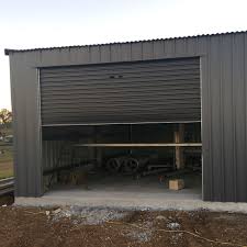 Basalt Colorbond Shed With Monument Roller Doors Roller Doors House Paint Exterior Facade House