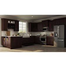 Wall kitchen cabinet in satin white. Hampton Bay Shaker Assembled 30x30x12 In Wall Kitchen Cabinet In Java Kw3030 Sjm The Home Depot Dark Kitchen Cabinets Kitchen Remodel Kitchen Cabinet Trends