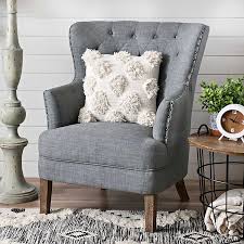 Gray Tufted Accent Chair With Nailhead Trim Kirklands Rustic Accent Chair Accent Chairs For Living Room Accent Chairs