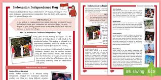 Hundreds of participants climb 174 slippery poles to collect prizes at the top. Indonesian Independence Day Fact File Primary Resource