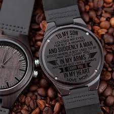 Son Mom Carry You Wood Watch Wooden Watch Engraved Wooden Watch Boyfriend Anniversary Gifts