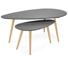 La table de salon est reconnaissable // espace de rangement spacieux pour ranger des objets // nettoyage facile Tables Basses Gigognes Ovales Scandinaves Grises 3 Pieds Bois X2