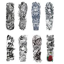 Temporary tattoo pro level ka kaise banaye to view video click this link. Temporary Tattoo Sleeves 8 Sheets Large Fake Black Full Arm Tattoo Stickers Walmart Com Walmart Com