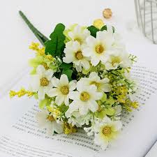 Improve the longevity of your silk outdoor arrangements with water resistant uv treatment. 28head Artificial Silk Flowers Daisy Bunch Wedding Home Grave Outdoor Bouquet Kjop Til Lave Priser I Nettbutikken Joom