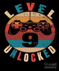 Level 9 unlocked awesome since 2010 9th birthday. Level 9 Unlocked Funny Video Gamer 9th Birthday Gift Digital Art By Art Grabitees