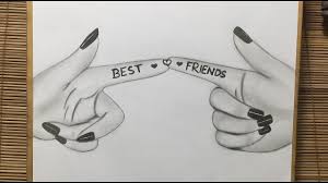 Friendship Day Drawing How To Draw Best Friends Hand Step By Step P Friends Sketch Best Friend Drawings Cute Best Friend Drawings