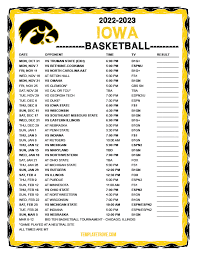 Iowa Basketball Schedule Printable