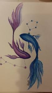 Zodiac Sign Pisces Flower Art Painting Zodiac Art Pisces Fish Tattoos