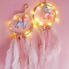 10 hoop wrapped in brown faux suede with light brown hemp weaved on a piece of natural driftwood and a turquoise colored piece of. Unicorn Dream Catcher With Led Lights Puppetbox