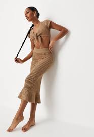 Free delivery within australia for orders over $75 Petite Sand Co Ord Pointelle Knit Midaxi Skirt Missguided