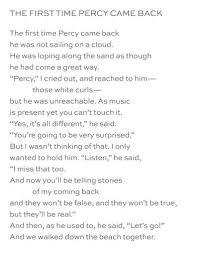 The First Time Percy Came Back Mary Oliver First Time Comebacks