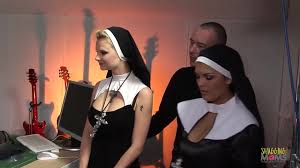 Two amazing nuns finally agree to have some fun with friends so they  started sucking their hard cocks before they got fuck hard together on the  couch. - XNXX.COM