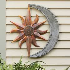 Sun And Moon Indoor Outdoor Metal Wall Art Outdoor Metal Wall Decor Moon Wall Art Outside Wall Art