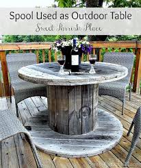 Wooden Spool As Patio Table Back Deck Tour Unique Patio Furniture Spool Tables Cable Spool Tables