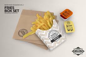 Fries Box Condiments Set Mockup Condiment Sets Food Box Packaging Food Packaging