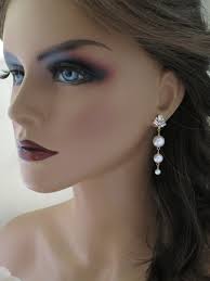 Pearl Drop Earrings: Modern Bridal Crystal Wedding Earrings