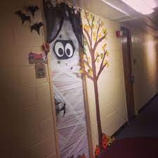 For something a little more cartoony, a different color. Cute Halloween Dorm Room Door Decor Diy Room Door Decorations Halloween Door Decorations Door Decorations