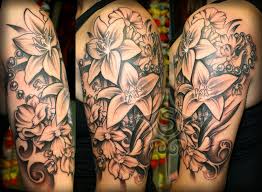 Flower Half Sleeve By Illogan On Deviantart Floral Tattoo Sleeve Lily Flower Tattoos Half Sleeve Tattoo