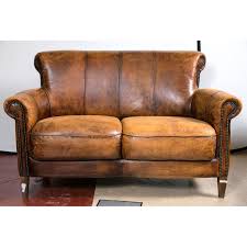Image Of Vintage French Distressed Art Deco Leather Sofa Leather Sofa Leather Furniture Leather Sofa Sale