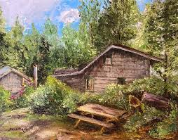 Check spelling or type a new query. Rustic Cabin In The Woods Bamfield Bc Woods End Landing Painting By Elena Senatorova