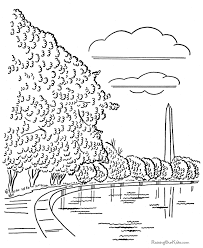 Cheery Trees By Washington Monument Coloring Pages Washington Dc Artwork Road Trip Art