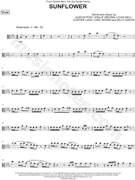 The metzler violin shop has been serving players of bowed string instruments in the los angeles area since 1979. Post Malone Swae Lee Sunflower Viola Sheet Music In Eb Major Download Print Sku Mn0196351