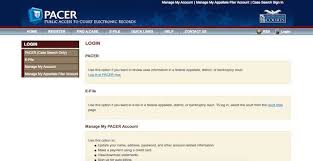 Pacer Login Pacer Gov Case Locator Search U S Courts Electronic Records Database Management System Login