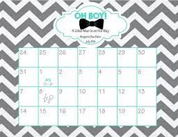 Printable Due Date Calendar Baby Shower Game Guess The Date Baby Boy Teal And Grey Bab Baby Due Date Calendar Due Date Calendar Bow Tie Baby Shower