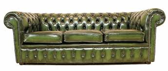Pair vintage handmade green leather chesterfield balmoral style wing armchairs. Chesterfield 3 Seater Antique Green Leather Sofa Offer