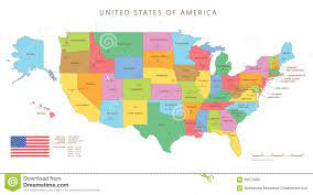 Mapa de los estados unidos con nombres y capitales. Mapa Coloreado De Estados Unidos Con Nombres Y Capitales Ilustracion Del Vector Ilustracion De Arkansas Massachusetts 65972668