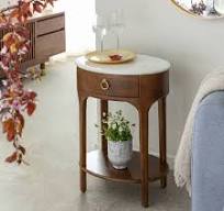 Table de chevet en manguier et marbre Enoa