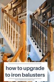 How To Replace Wooden Balusters With Iron The Easy And Cheap Way Home Remodeling Diy Diy Remodel Stair Railing Makeover
