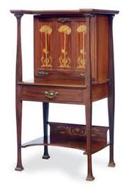 An English Arts And Crafts Mahogany And Marquetry Fall Front Desk Art Nouveau Furniture Arts And Crafts Furniture Craftsman Style Furniture
