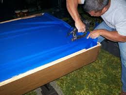 Refelting Your Pool Table Placing The Felt Pool Table Repair Pool Table Diy Pool Table