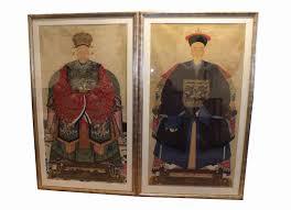 Antique chinese ancestor paintings are sought after for their warm colors and traditional painting style. Qing Dynasty Ancestor Portraits Becker Antiques Amsterdam