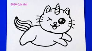 How to draw a cute anime cat. How To Draw A Cute Unicorn Cat Step By Step Bobo Cute Art Unicorn Cat Cute Art Cat Steps