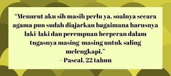 Check spelling or type a new query. 7 Suara Anak Muda Tentang Peran Laki Laki Dan Perempuan