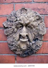 Stock Photo Ceramic Wall Plaque Old Man Of The Woods With Oak Leaves A Pagan Green Man Symbol Green Man Old Man Face Oak Leaves
