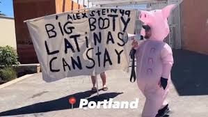 🤦🏾‍♂️ meanwhile at the Portland ICE building…😂😂 yall gotta see the  whole clip, he turns up the music and does a lil dance 😂. 🎥 X: Post  Millennial/ Alex Stein