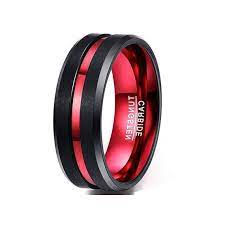Mens Wedding Band Black Red Stripe 8mm Tungsten Carbide Ring Mens Wedding Ring Mens Mens Wedding Bands Mens Wedding Bands Tungsten Engagement Rings For Men