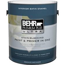 Behr Ultra 1 Gal Ultra Pure White Satin Enamel Interior Paint And Primer In One 775001 Interior Paint Pure Products House Paint Interior