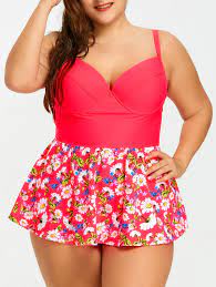 Push Up Floral Skirted Plus Size Tankini Plus Size Tankini Plus Size Swimwear Plus Size Swimsuits