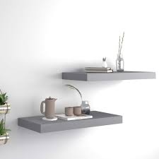 Mincord vintage grey coat rack with shelf, wood floating shelves wall mounted entryway shelf with 4 antique metal double hooks for bedroom living room bathroom kitchen office. Best Price Grey Floating Shelves